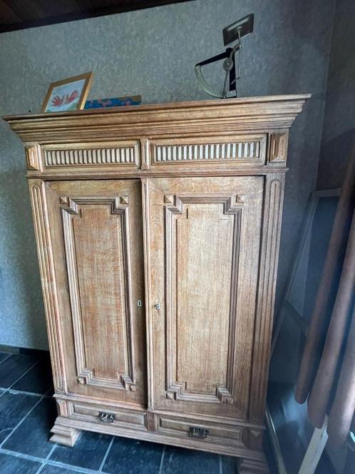 massief eiken vestiaire kast wit gekrijt, Huis en Inrichting, Kasten | Kleerkasten, Gebruikt, 150 tot 200 cm, 100 tot 150 cm, 25 tot 50 cm