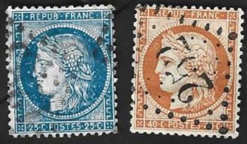 2 Postzegels Frankrijk 1870 Ceres Goden beschikbaar voor biedingen