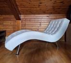 Witte chaise longue / Ligfauteuil, Ophalen, Eenpersoons, 150 tot 200 cm, Zo goed als nieuw