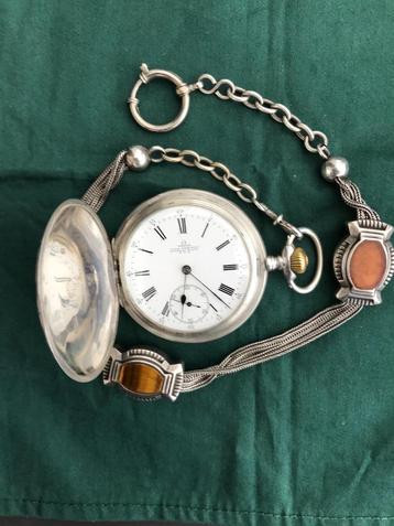 Omega Juan Rebuffo – Massief Zilveren Zakhorloge met Ketting beschikbaar voor biedingen