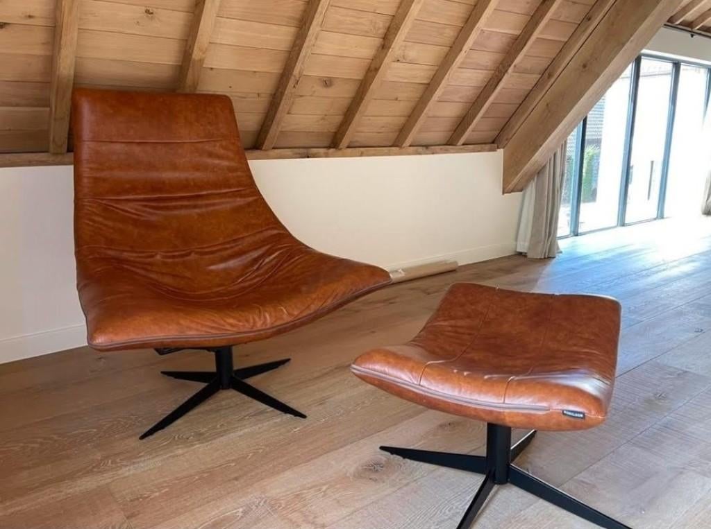 2x Relaxzetel + voethocker "Bodilson", Huis en Inrichting, Zetels | Zetels, Zo goed als nieuw, Rechte bank, Eenpersoons, Minder dan 150 cm