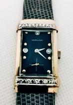 Gouden Hamilton horloge met diamanten, certificaat ALGT, Goud, Armband, Ophalen of Verzenden