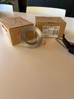 2 Inox richtbare inbouwspots, Ophalen, Nieuw, Metaal of Aluminium, Plafondspot of Wandspot
