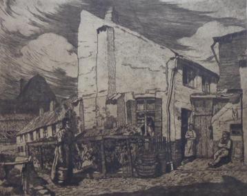 FRANCOIS PYCKE / VIEUX ENCLOS GAND / ZW-W ETS / 49x68cm SIG beschikbaar voor biedingen