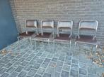 Vintage chrome eetkamerstoelen skai leder mid century, Ophalen