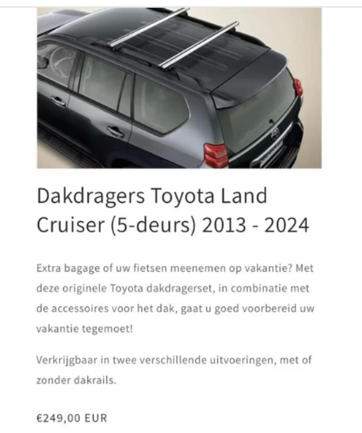 top Dakdragers origineel van Toyota voor land cruiser, Auto diversen, Dakdragers, Zo goed als nieuw, Ophalen