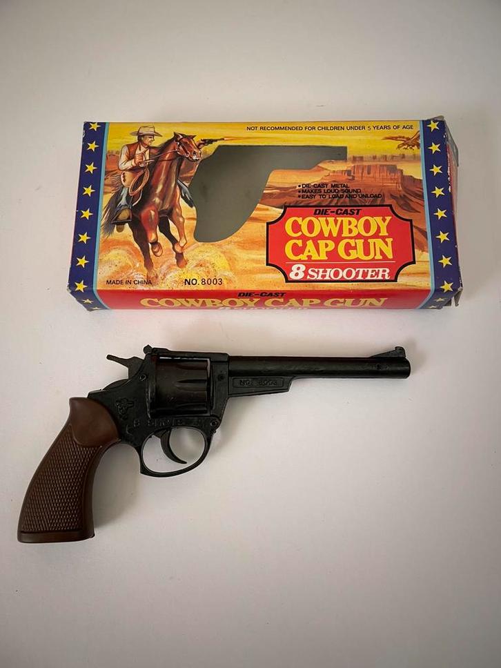 Metalen 8-ball speelgoed pistool - Nieuw in doos!, Verzamelen, Speelgoed, Zo goed als nieuw, Ophalen of Verzenden