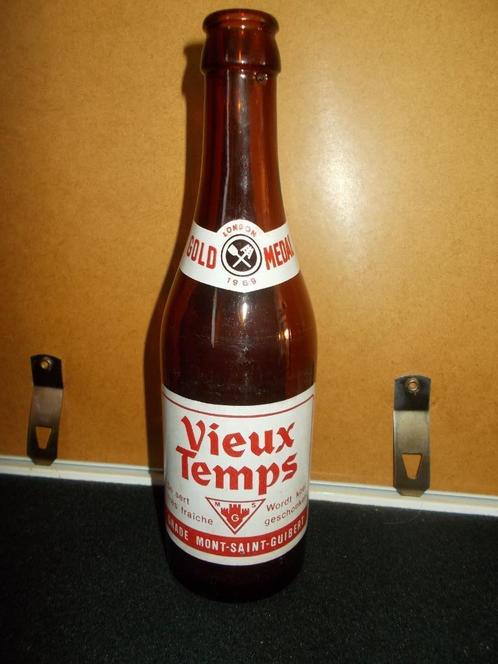 VIEUX TEMPS-Mont St. Guibert - bedrukte oude fles 33cl -2, Verzamelen, Biermerken, Gebruikt, Flesje(s), Leffe, Ophalen of Verzenden