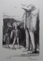 WILLY ROMMANS / FABELDIEREN / ZW-W LITHO / 65x49cm / SIG, Antiek en Kunst, Kunst | Litho's en Zeefdrukken, Ophalen of Verzenden
