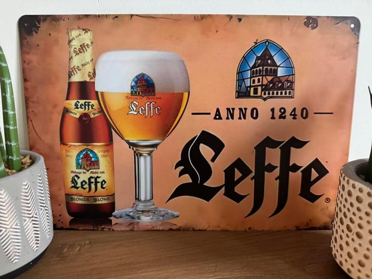 Metalen reclamebord Leffe, Verzamelen, Biermerken, Nieuw, Reclamebord, Plaat of Schild, Leffe, Ophalen of Verzenden