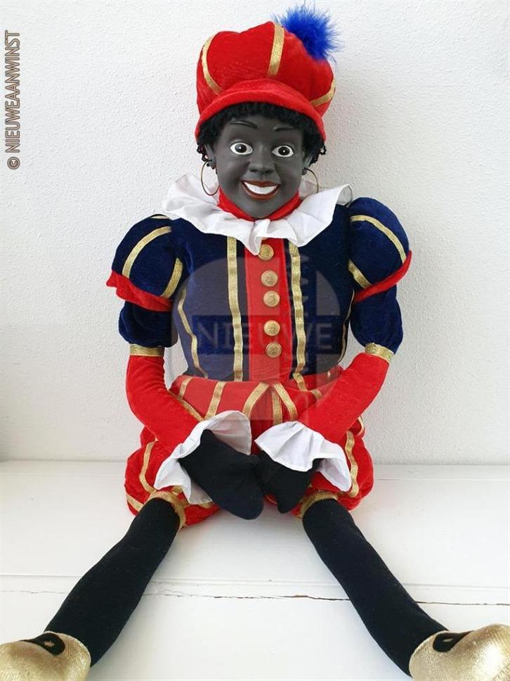 Authentieke V&D etalage zwarte Piet pop - 90cm, rood/blauw, Diversen, Sinterklaas, Verzenden