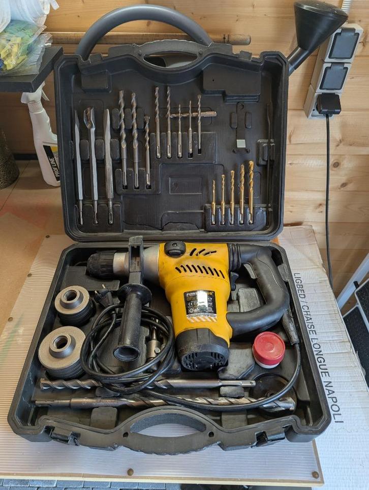 Pneumatische boorhamer Powerplus POWX117, Doe-het-zelf en Bouw, Gereedschap | Boormachines, Gebruikt, Boor- en/of Breekhamer, 600 watt of meer
