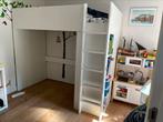 Småstad IKEA hoogslaper met Åbygda matras en bureau, Ophalen, Eenpersoons, Wit, Zo goed als nieuw