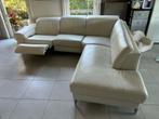 Canapé d’angle en cuir beige, Ophalen of Verzenden, Zo goed als nieuw, Leer