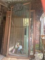 Massief hardhouten voordeur met zijraam, Doe-het-zelf en Bouw, Deuren en Vliegenramen, Ophalen, Glas