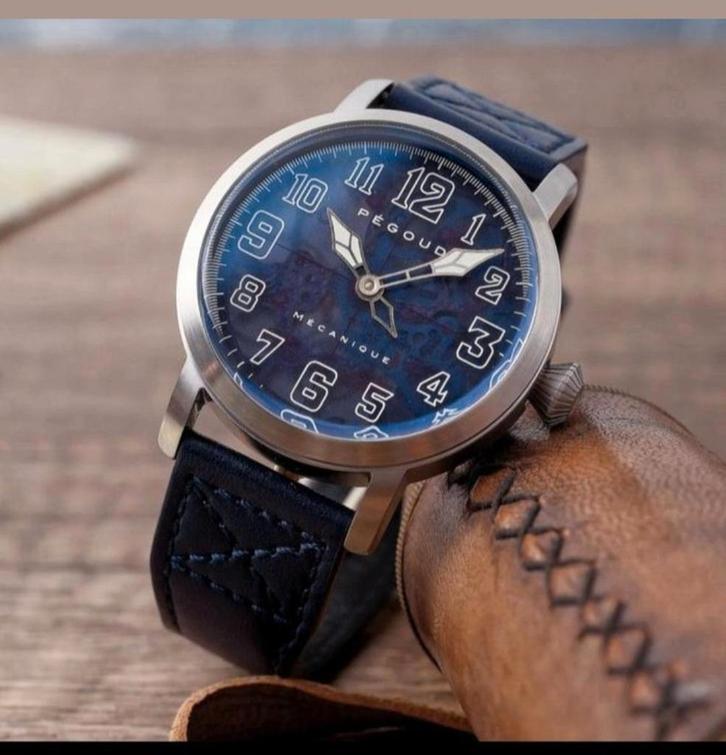 Nieuwe Pégoud mechanical skeleton pilot horloge, Handtassen en Accessoires, Horloges | Heren, Nieuw, Polshorloge, Overige merken