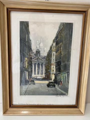 erfstuk – Gesigneerde litho Charles Mondin “Paris  beschikbaar voor biedingen