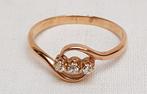 Ring bypass briljant goud., Goud, Met edelsteen, Ophalen of Verzenden, Ring