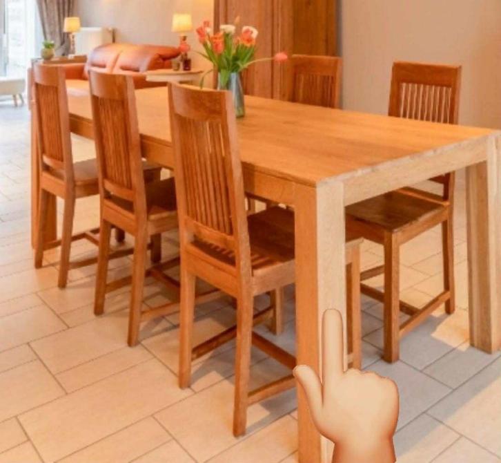Massieve eiken eetkamertafel met 6 stoelen - in goede staat!, Antiek en Kunst, Antiek | Meubels | Tafels, Ophalen