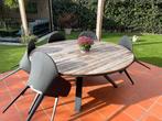 Ronde teak tafel 1m80 met 7 stoelen(2 op zolder)merk Bristol, Enlèvement, Comme neuf
