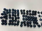 Set van 92 donkerblauwe kerstballen, sterren en ijspegels, Diversen, Kerst, Ophalen, Zo goed als nieuw