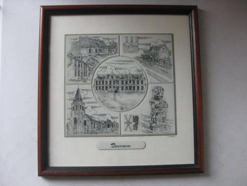 Vintage - Pentekening van BEERNEM met echtheidscertificaat., Antiquités & Art, Art | Dessins & Photographie, Enlèvement ou Envoi