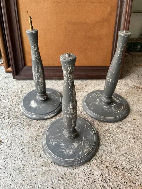 ANTIEKE LAMPENVOETEN 8 STUKS LAMP HOUT BALUSTER, Antiek en Kunst, Antiek | Verlichting, Ophalen of Verzenden
