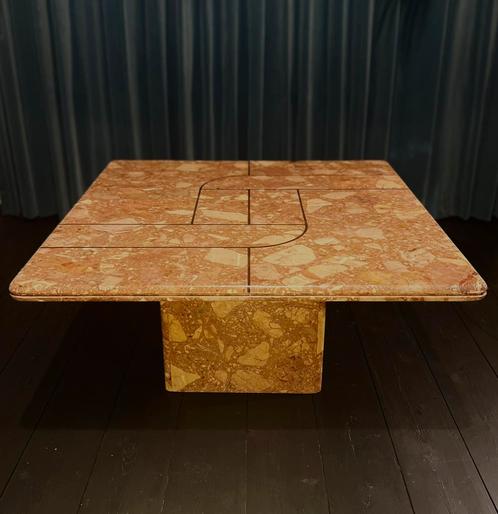 Rood marmeren salontafel, Huis en Inrichting, Tafels | Salontafels, Zo goed als nieuw, Minder dan 50 cm, 50 tot 100 cm, 50 tot 100 cm