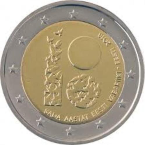 2 euro Estland 2018 (100 jaar republiek), Timbres & Monnaies, Monnaies | Europe | Monnaies euro, 2 euros, Estonie, Enlèvement ou Envoi