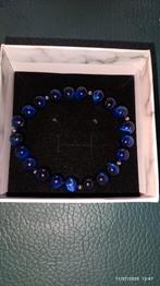 Elastische armband met tijgeroogkralen, Blauw, Nieuw, Ophalen of Verzenden, Elastiek