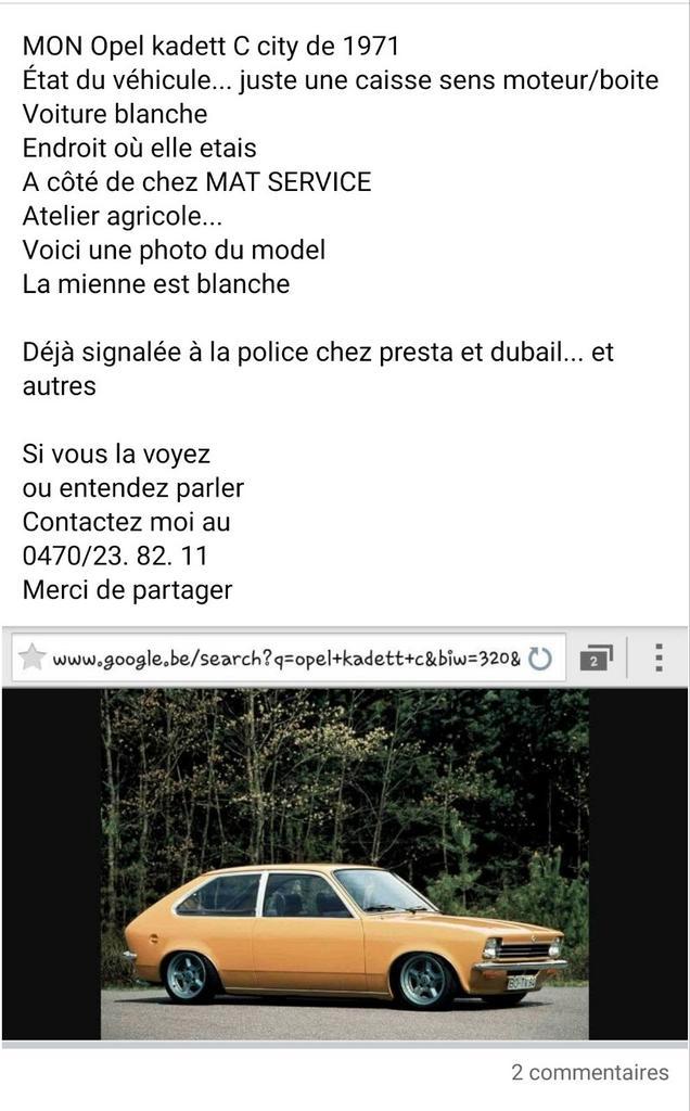 RECHERCHE ....OPEL KADETT C, Auto's, Opel, Ophalen