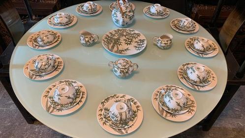 AWESOME VINTAGES TEA SET WITH BAMBOO MOTIF FOR 12 PERSONS, Antiquités & Art, Antiquités | Porcelaine