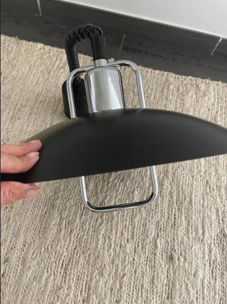 Vintage hanglamp zwart / chroom, Maison & Meubles, Lampes | Suspensions, Utilisé, Métal, Enlèvement