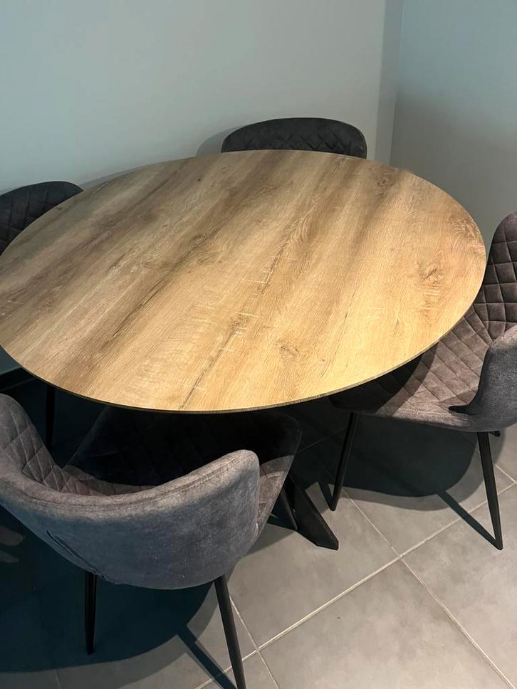 Ronde eettafel uit mangohout, Huis en Inrichting, Tafels | Eettafels, Zo goed als nieuw, 100 tot 150 cm, 100 tot 150 cm, Vier personen