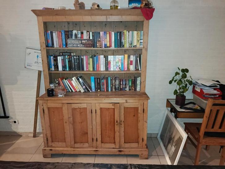 Grenen open boekenkast (oorspronkelijk servieskast), Antiek en Kunst, Antiek | Meubels | Kasten, Ophalen