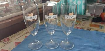 Verres à bière en verre Belle-Vue Framboise 3 pièces, Enlèvement ou Envoi, Comme neuf, Verre ou Verres, Autres marques