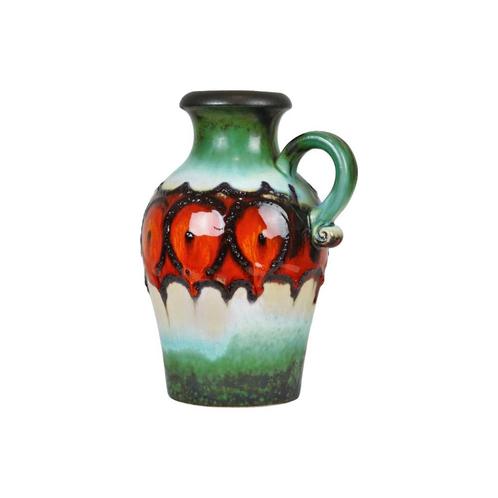 Vintage Turquoise Oranje Vaas Fat Lava West Germany 490 25, Antiquités & Art, Antiquités | Vases, Enlèvement ou Envoi