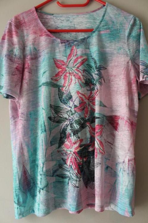 Roze, turquoise t-shirt maat L/XL, Kleding | Dames, T-shirts, Gedragen, Maat 46/48 (XL) of groter, Roze, Korte mouw, Ophalen of Verzenden