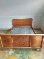 houten bed twijfelaar 140cm 1970, Ophalen, Gebruikt, Bruin, 140 cm