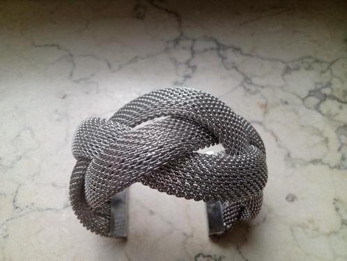 Prachtige moderne metalen gevlochten gaasarmband 1990, Handtassen en Accessoires, Armbanden, Zo goed als nieuw, Ophalen of Verzenden