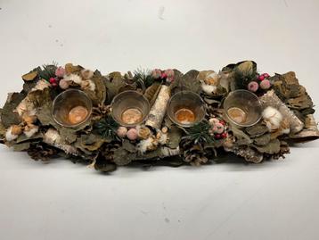 Kerst tafeldecoratie 4 theelichtjes, houder 60 cm lang beschikbaar voor biedingen