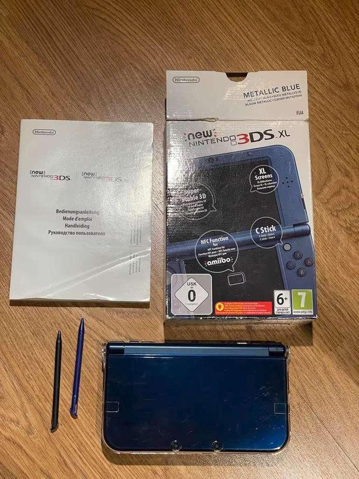 Nintendo New 3DS XL, Games en Spelcomputers, Spelcomputers | Nintendo 2DS en 3DS, Gebruikt, 3DS XL, Blauw, Met beschermhoes of tas