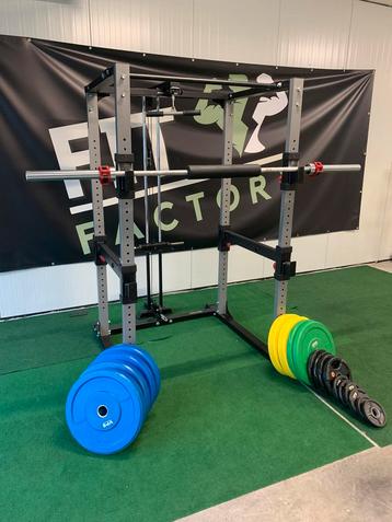 Power cage + bumper set + pulley fitness