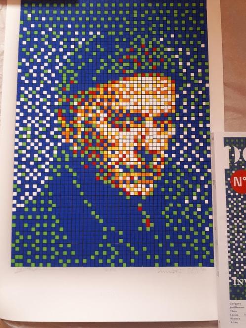 Print Invader X Bilal, handgesigneerd + bladwijzer + sticker, Antiek en Kunst, Kunst | Litho's en Zeefdrukken, Ophalen of Verzenden