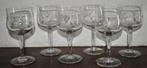 6 vintage wijnglazen geslepen plantmotief, 16 cm hoog, Ophalen of Verzenden