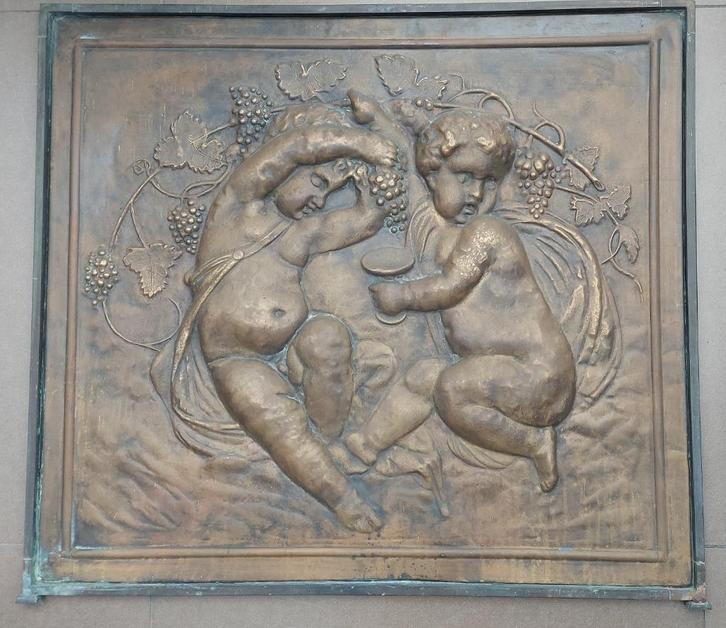 Koperen messing Haard scherm met Putti, Antiek en Kunst, Curiosa en Brocante, Ophalen of Verzenden