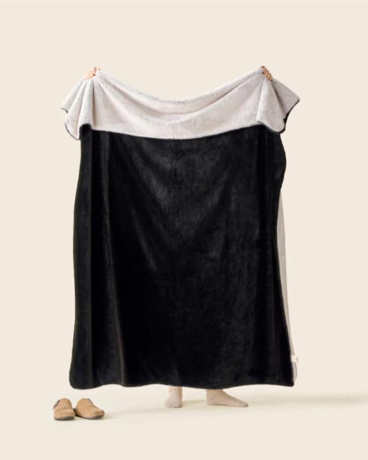 Plaids Cocooning Bicolore Charbon noir fleece plaid NIEUW, Huis en Inrichting, Woonaccessoires | Plaids en Woondekens, Nieuw, Verzenden