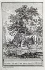 gravure Le Cerf se voyant dans l’eau” uit 1769 - R. vinkeles, Antiek en Kunst, Ophalen of Verzenden