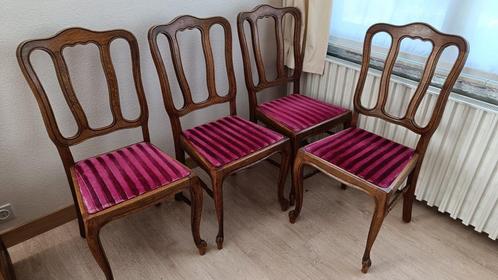 Sets van 3, 4 of 6 stoelen van 20 euro, 1 set gratis, Huis en Inrichting, Stoelen, Gebruikt, Hout, Stof, Overige materialen, Ophalen