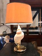 Vintage koperen tafellamp met echte zeeschelp, Ophalen of Verzenden